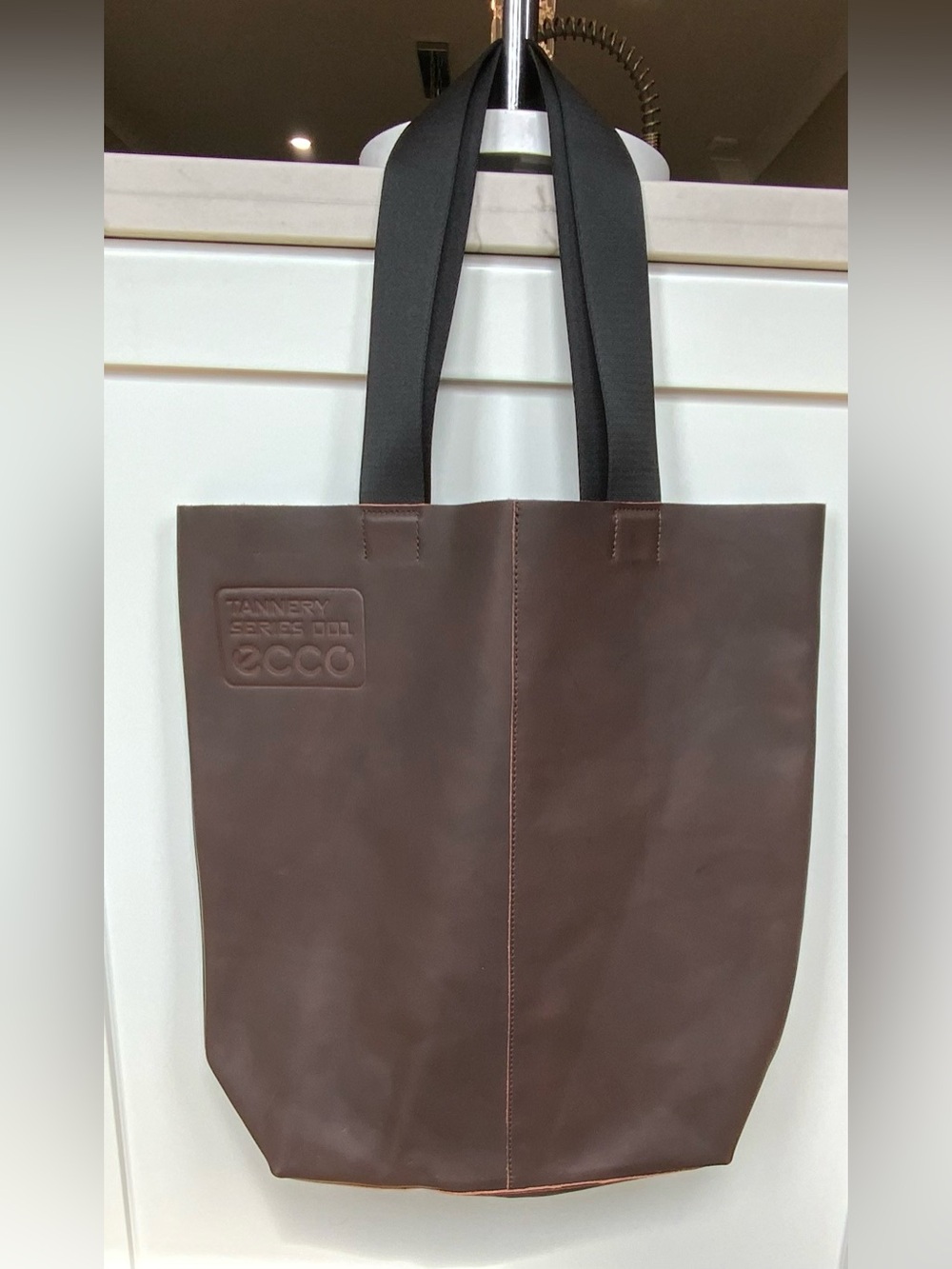 ECCO TANNERY SERIES 001 Brown Leather  Tote with Black Webbing Straps